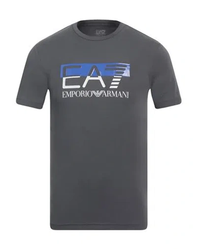 Ea7 Man T-shirt Lead Size 3xl Cotton, Elastane In Grey