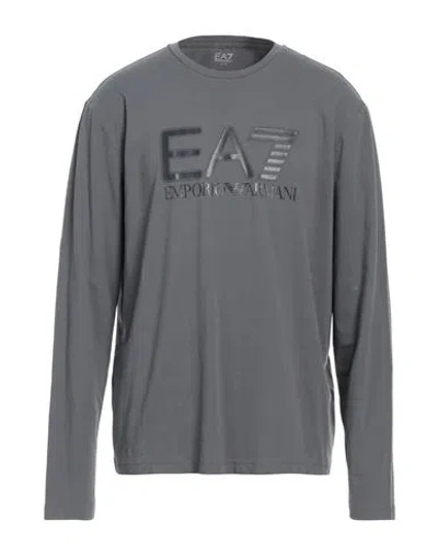 Ea7 Man T-shirt Lead Size 3xl Cotton, Elastane In Grey