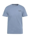 Ea7 Man T-shirt Light Blue Size M Cotton