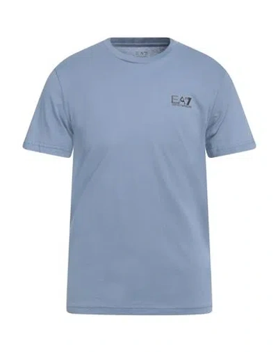 Ea7 Man T-shirt Light Blue Size M Cotton