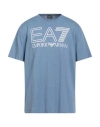Ea7 Man T-shirt Light Blue Size Xxl Cotton