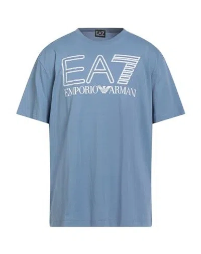 Ea7 Man T-shirt Light Blue Size Xxl Cotton
