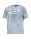 Ea7 Man T-shirt Light Blue Size Xxl Cotton