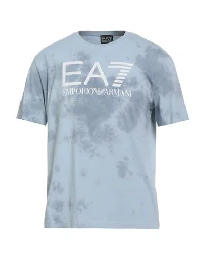 Ea7 Man T-shirt Light Blue Size Xxl Cotton