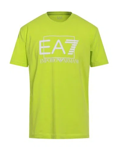 Ea7 Man T-shirt Lime Green Size 3xl Cotton, Elastane