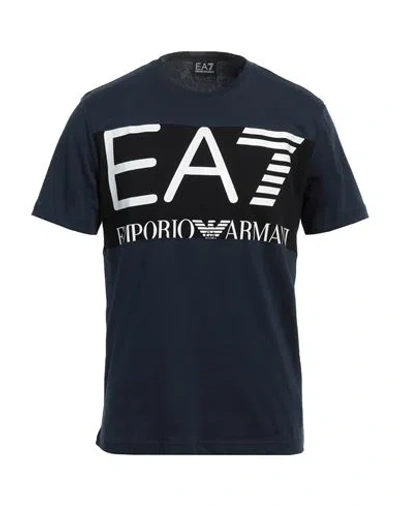 Ea7 Man T-shirt Midnight Blue Size Xxl Cotton In Navy