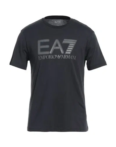 Ea7 Man T-shirt Midnight Blue Size 3xl Cotton In Black