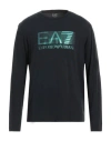 Ea7 Man Sweatshirt Navy Size Xs Cotton, Polyester, Elastane In Blue