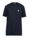 Ea7 Man T-shirt Midnight Blue Size Xxl Viscose, Polyamide, Elastane