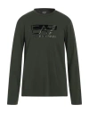 Ea7 Man T-shirt Military Green Size Xs Cotton, Elastane