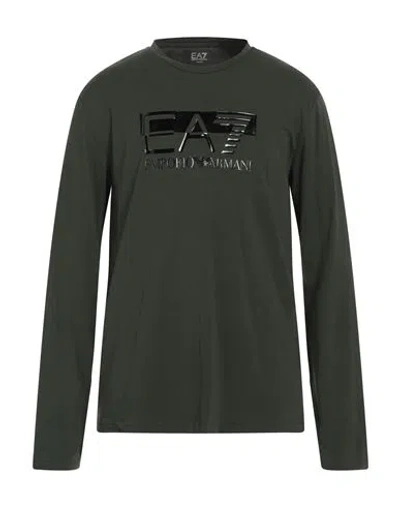 Ea7 Man T-shirt Military Green Size Xs Cotton, Elastane