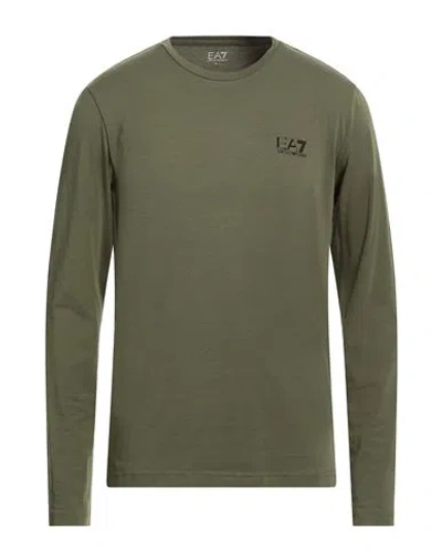 Ea7 Man T-shirt Military Green Size 3xl Cotton, Elastane