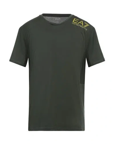 Ea7 Man T-shirt Military Green Size 3xl Polyester, Elastane
