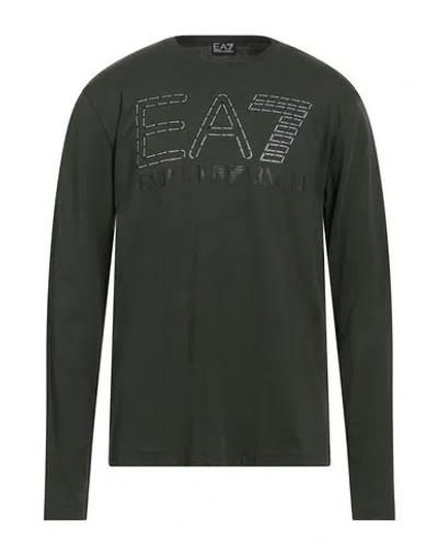 Ea7 Man T-shirt Military Green Size L Cotton