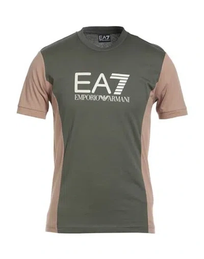 Ea7 Man T-shirt Military Green Size S Cotton