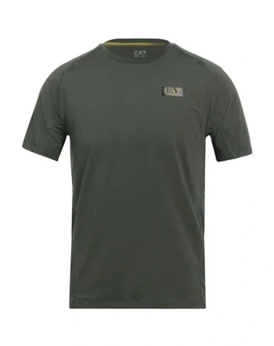 Ea7 Man T-shirt Military Green Size Xs Recycled Polyester, Elastane