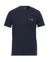 Ea7 Man T-shirt Navy Size M Cotton, Elastane In Navy Blue