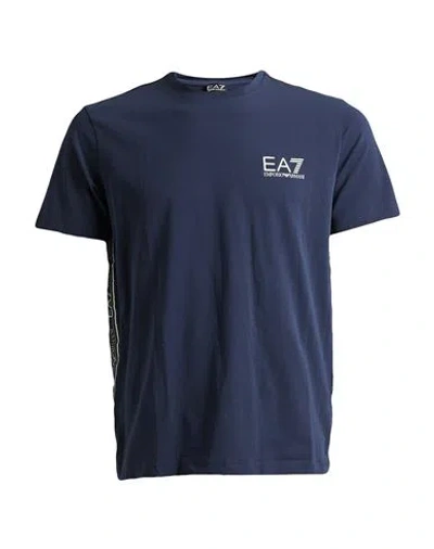 Ea7 Man T-shirt Navy Blue Size Xl Cotton, Elastane, Polyester