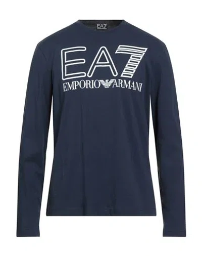 Ea7 Man T-shirt Navy Size 3xl Cotton In Blue