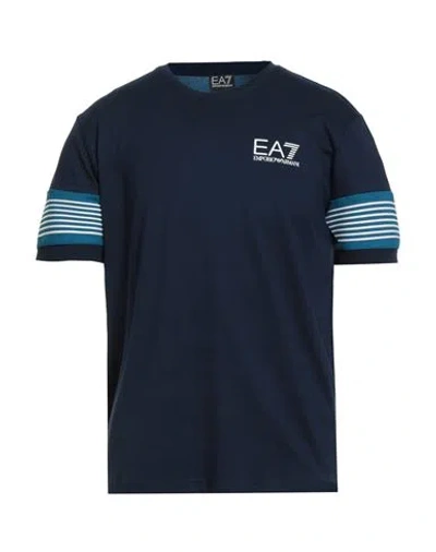 Ea7 Man T-shirt Navy Size 3xl Cotton In Blue