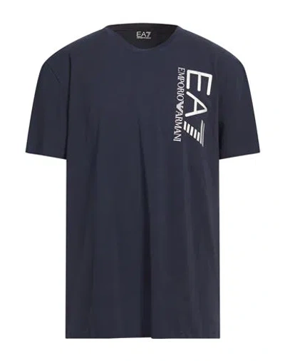 Ea7 Man T-shirt Navy Size 3xl Cotton, Elastane In Blue