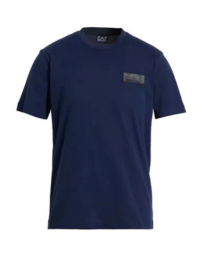 Ea7 Man T-shirt Navy Size Xl Cotton In Blue