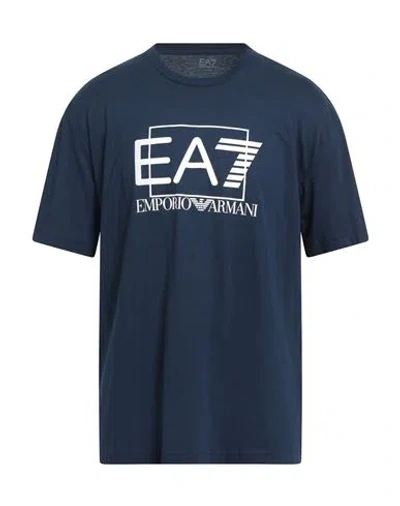 Ea7 Man T-shirt Navy Size Xxl Cotton In Blue