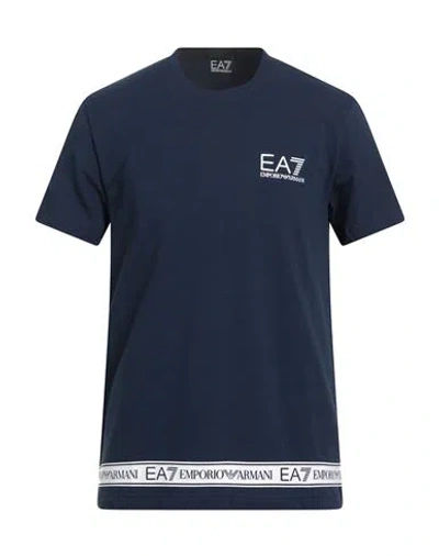 Ea7 Man T-shirt Navy Size Xxl Cotton, Elastane In Blue