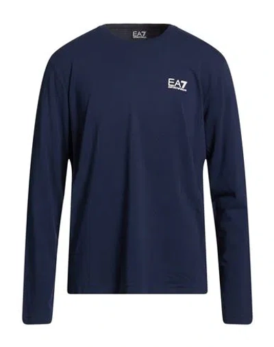 Ea7 Man T-shirt Navy Size Xxl Cotton, Elastane In Blue