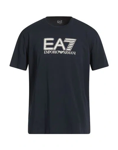 Ea7 Man T-shirt Navy Size Xxl Cotton, Elastane In Blue