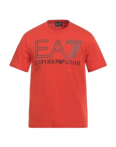 Ea7 Man T-shirt Orange Size 3xl Cotton