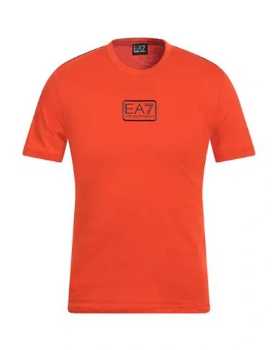 Ea7 Man T-shirt Orange Size 3xl Cotton