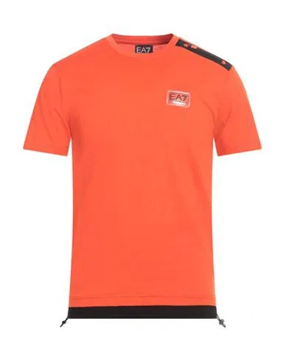 Ea7 Man T-shirt Orange Size 3xl Cotton