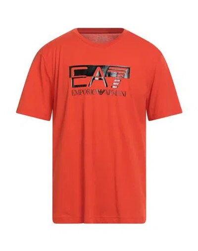 Ea7 Man T-shirt Orange Size 3xl Cotton In Red