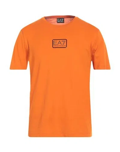 Ea7 Man T-shirt Orange Size 3xl Cotton