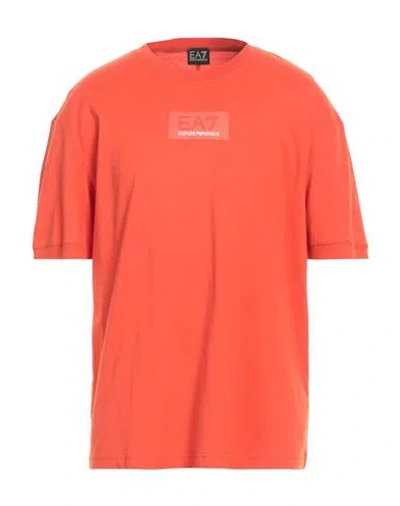 Ea7 Man T-shirt Orange Size 3xl Cotton
