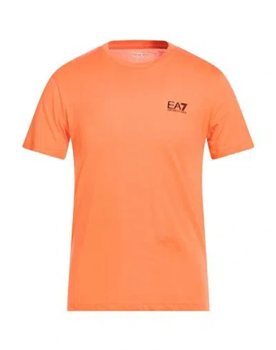 Ea7 Man T-shirt Orange Size L Cotton