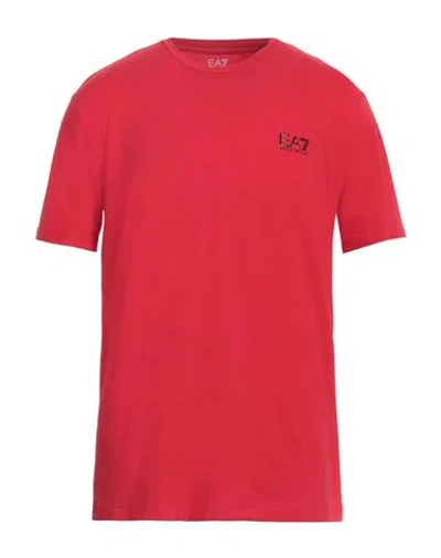 Ea7 Man T-shirt Red Size 3xl Cotton, Elastane