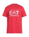 Ea7 Man T-shirt Red Size L Cotton, Elastane In Red