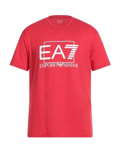 Ea7 Man T-shirt Red Size L Cotton, Elastane