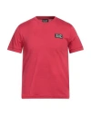 Ea7 Man T-shirt Red Size Xl Cotton, Elastane, Polyamide, Polyester In Red