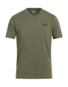 Ea7 Man T-shirt Sage Green Size Xxl Cotton, Elastane