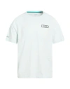 Ea7 Man T-shirt Sky Blue Size L Polyester, Cotton, Elastane In White