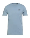 Ea7 Man T-shirt Sky Blue Size M Cotton In Blue