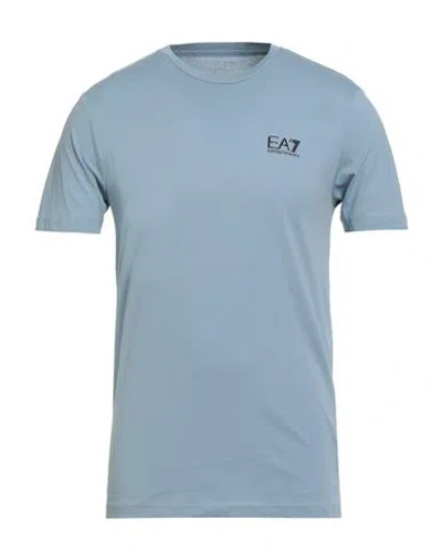 Ea7 Man T-shirt Sky Blue Size M Cotton