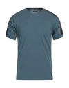 Ea7 Man T-shirt Slate Blue Size S Polyester, Polyamide, Elastane