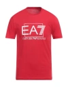Ea7 Man T-shirt Tomato Red Size S Cotton