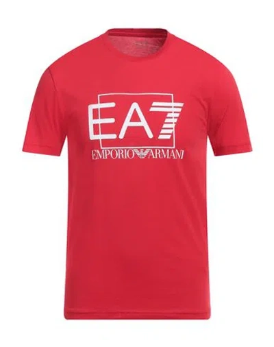 Ea7 Man T-shirt Tomato Red Size S Cotton In Tomato Red
