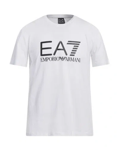 Ea7 Man T-shirt White Size Xxl Cotton, Elastane