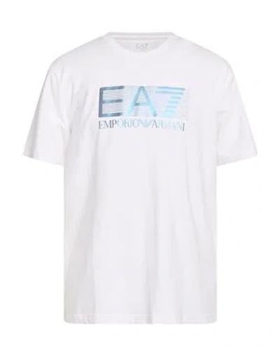 Ea7 Man T-shirt White Size 3xl Cotton, Elastane